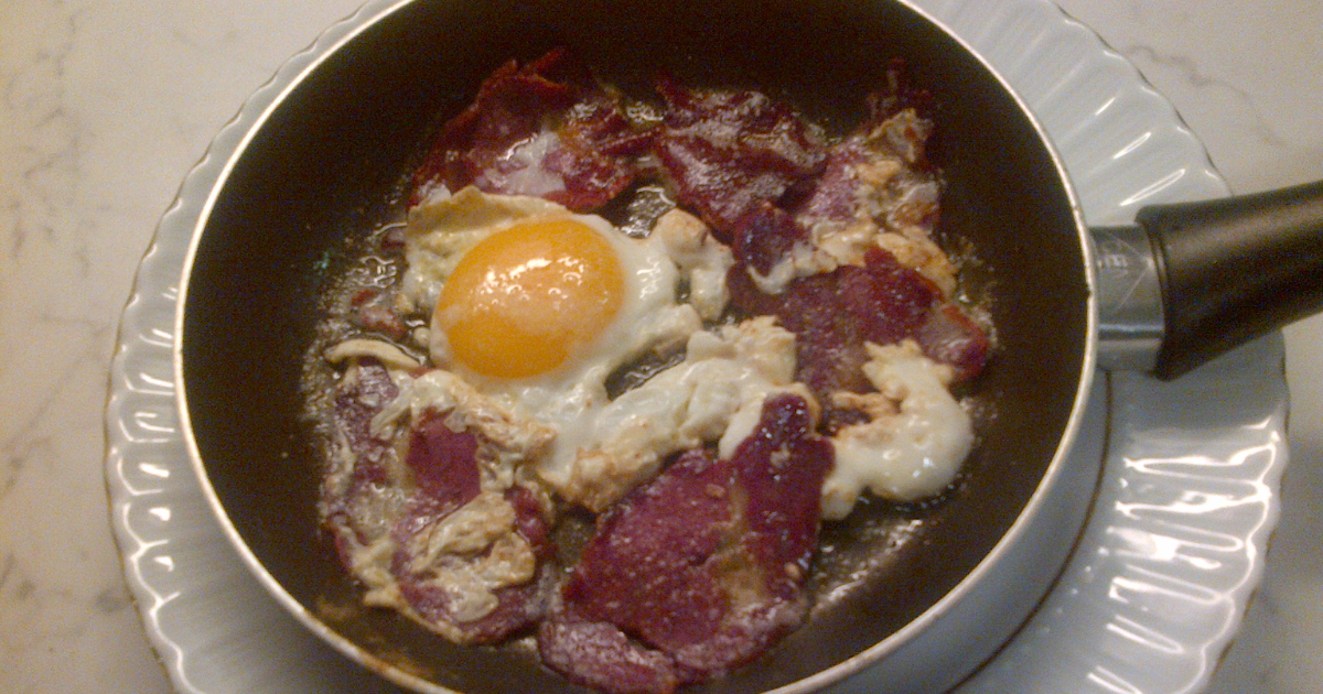 Basturma and eggs Armenian breakfast recipe