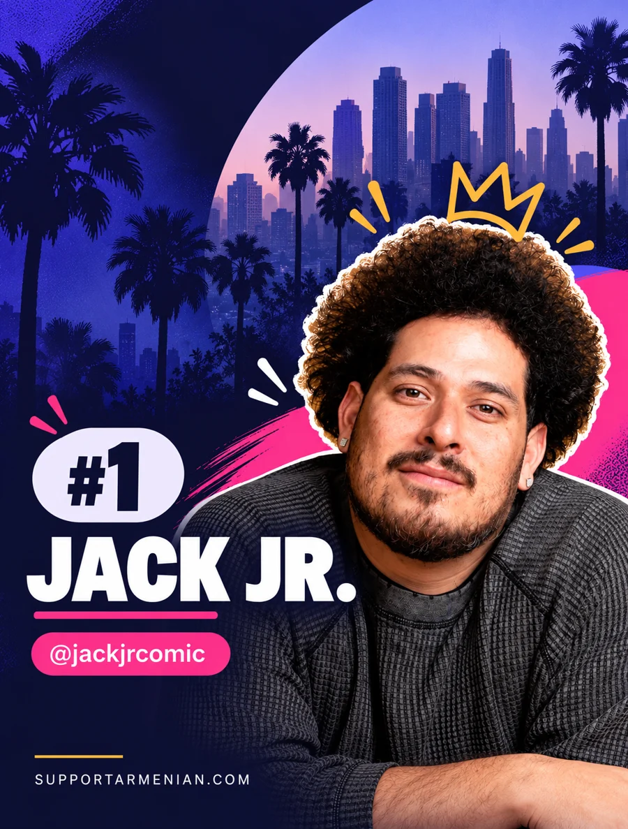 Jack Jr, number 1 on SupportArmenian's list of Armenian comedians in LA