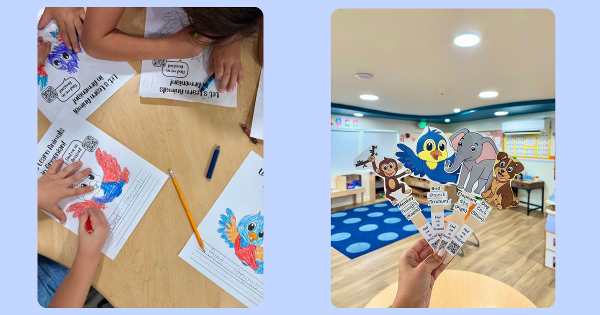 Kids learning Armenian with Let's Learn Armenian books