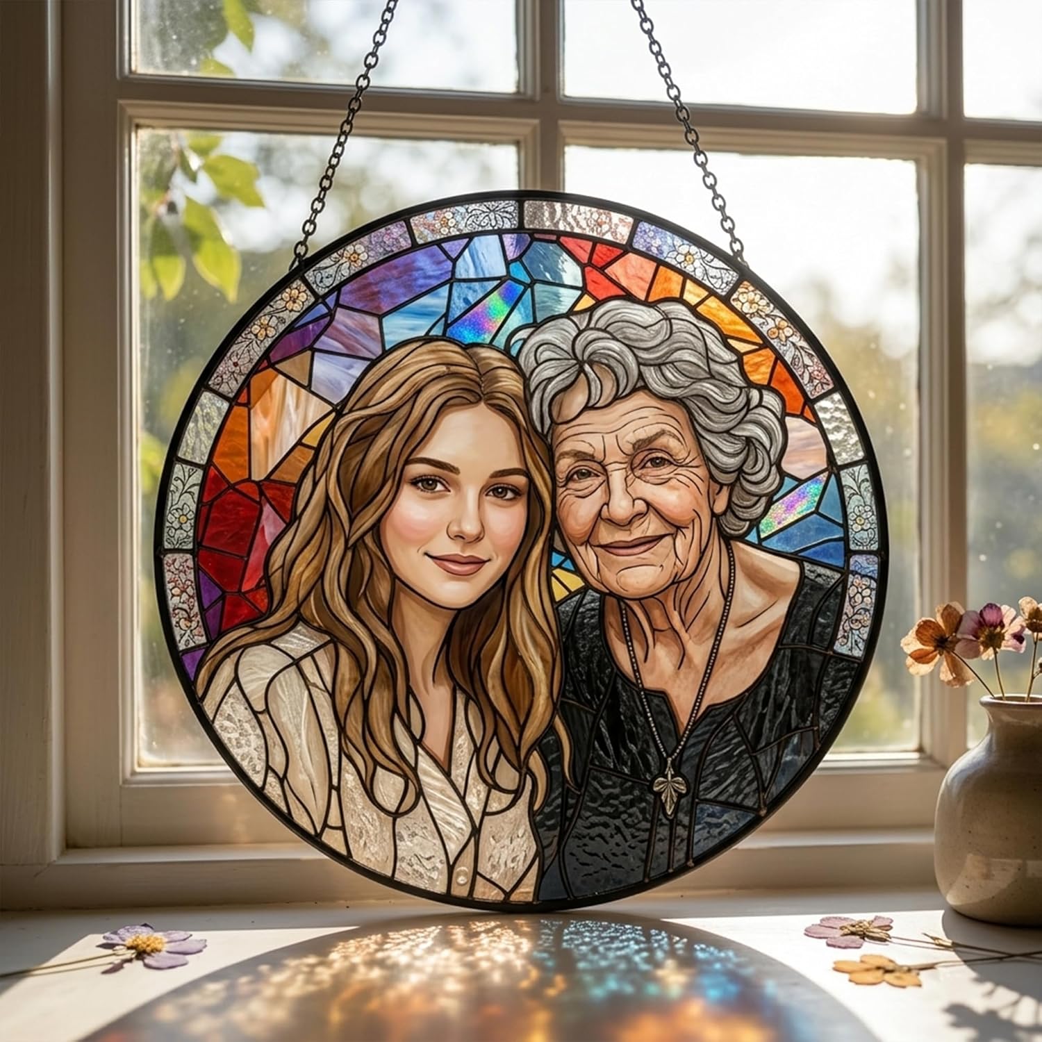 Custom Mom & Daughter Photo Sun Catcher