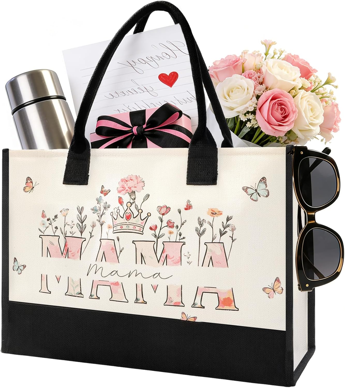 Floral Canvas Tote Bag for Mom