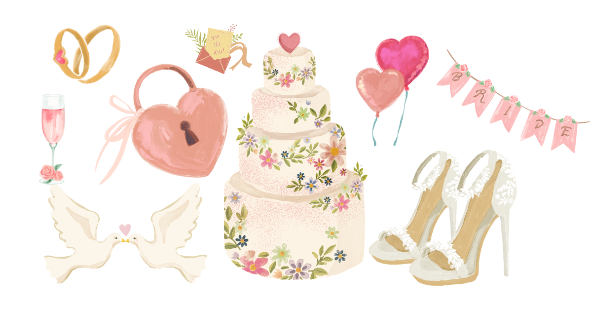 A bride in a white wedding gown holding a floral bouquet, surrounded by elegant wedding decor — representing the beginning of wedding planning