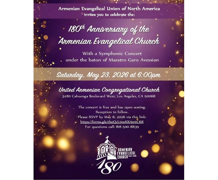 180th Anniversary of the Armenian Evangelical Church — Symphonic Concert
