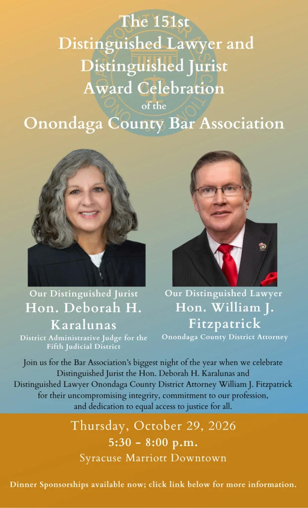 NY/NJ/CT Chapter Presents: OCBA – 2026 Distinguished Lawyer and Distinguished Jurist Celebration