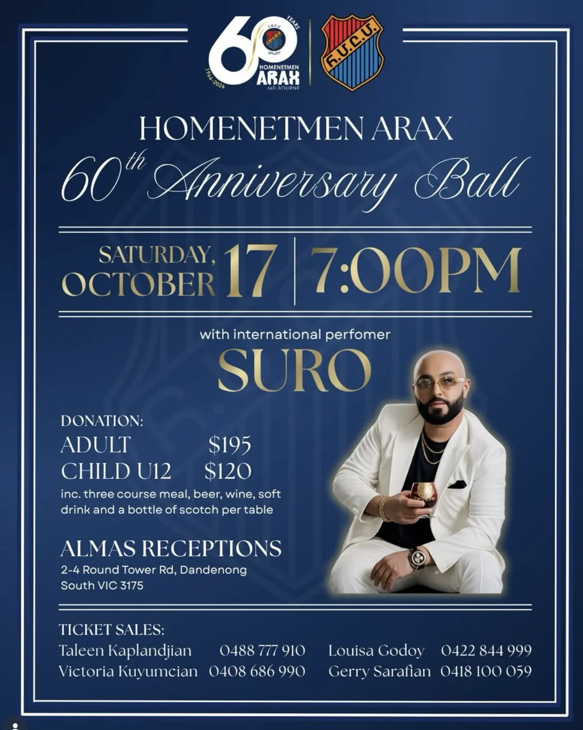 Homenetmen Arax 60th Anniversary Cocktail Evening