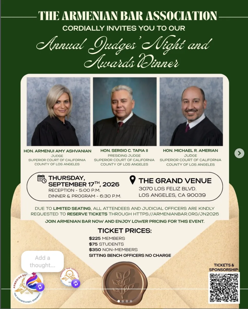 Armenian Bar Association Judges' Night & Awards Dinner
