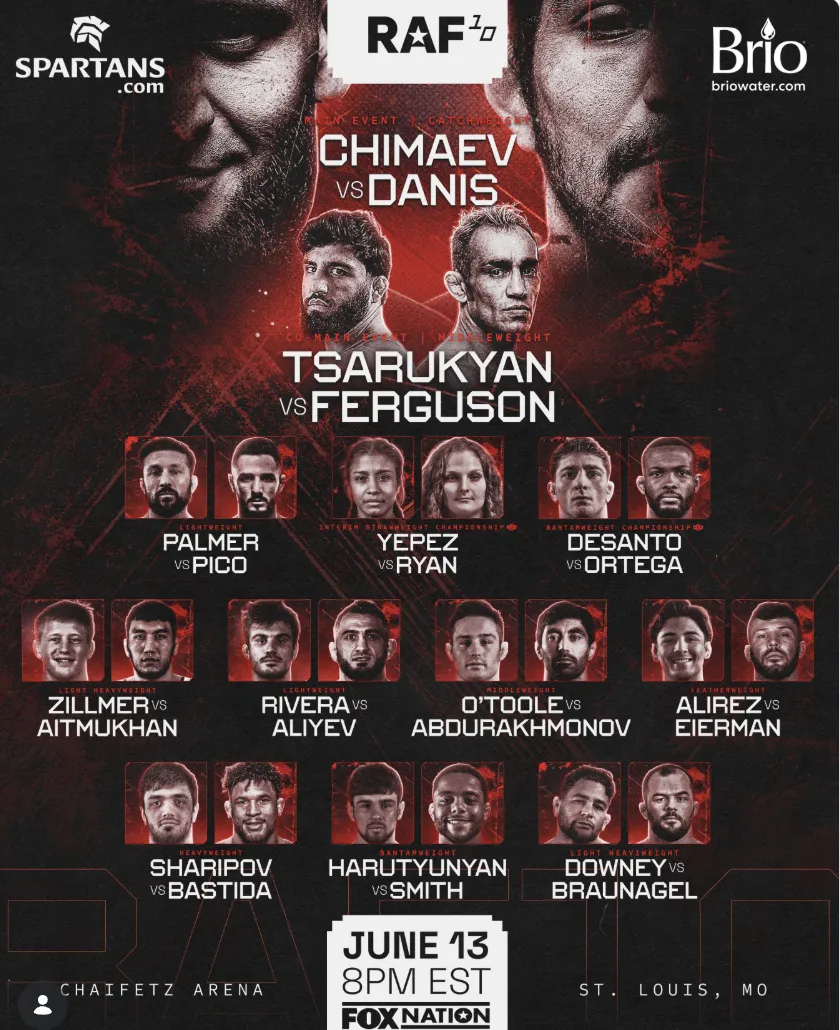 Chimaev vs Danis · Tsarukyan vs Ferguson — RAF / Spartans